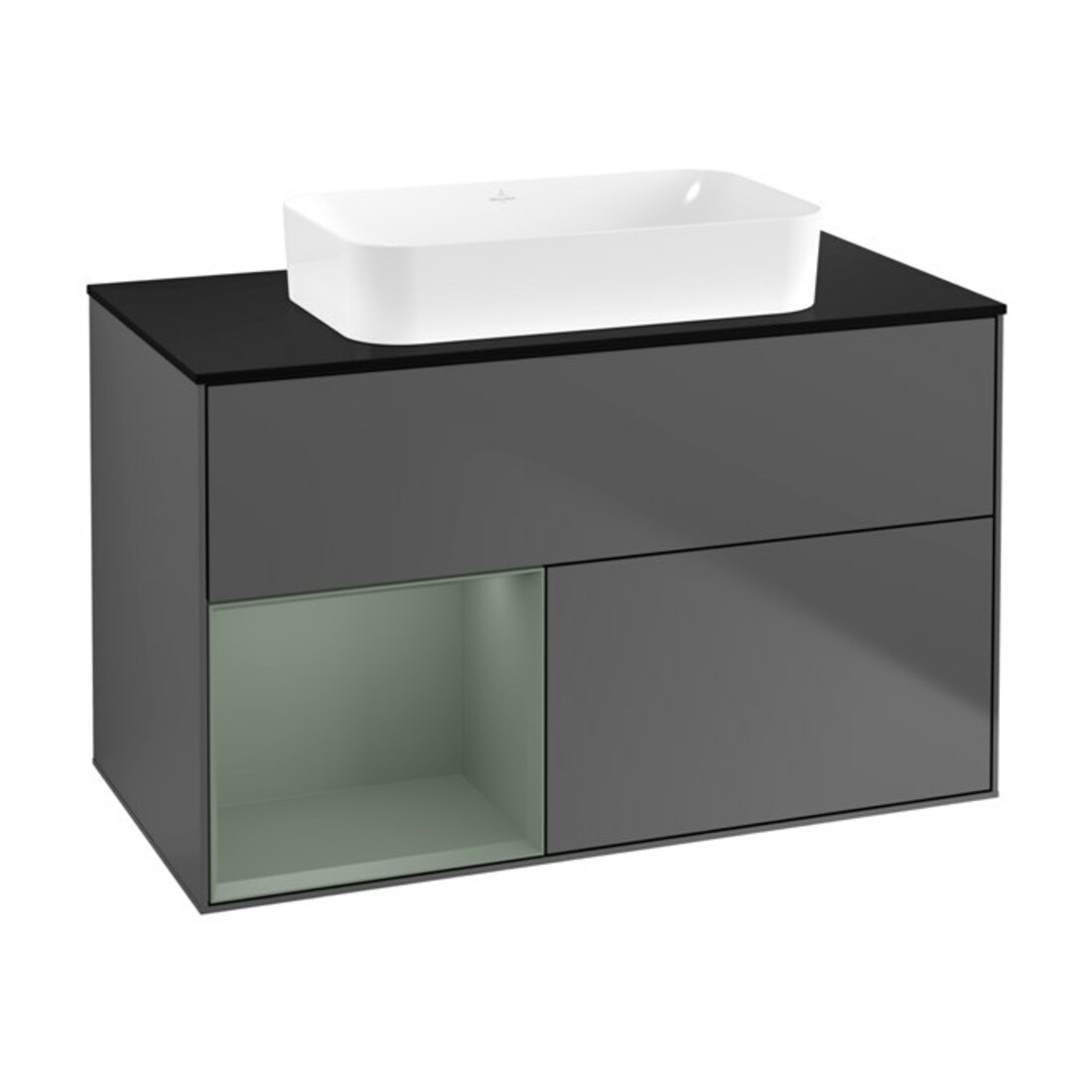 V&B Meuble sous lavabo Finion 100x60,3 cm, Rg l Oli. m Lac, Anthrac. m
