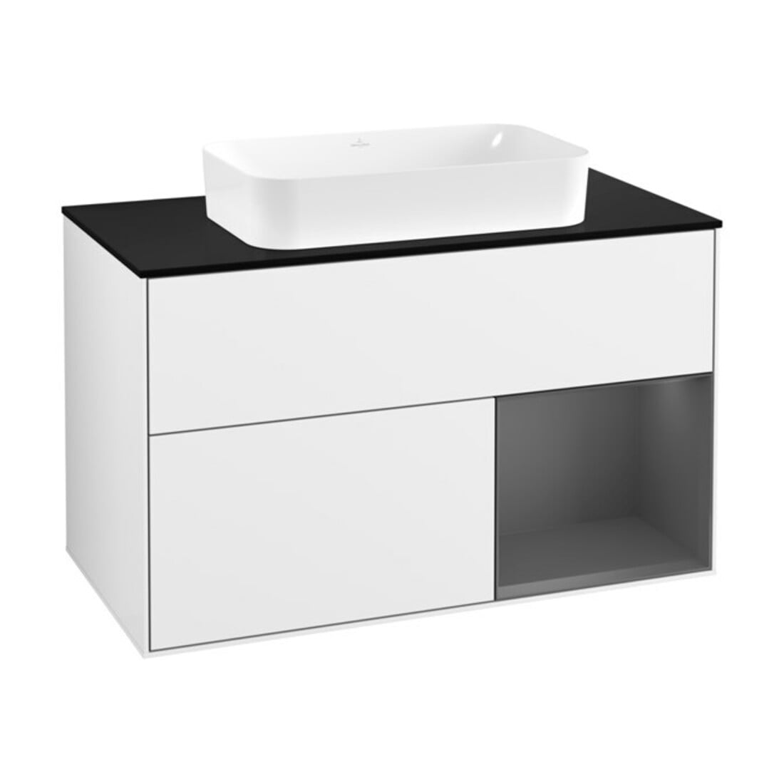 V&B Meuble sous lavabo Finion 100x60,3 cm, Rg r A m, blanc brillant Lac