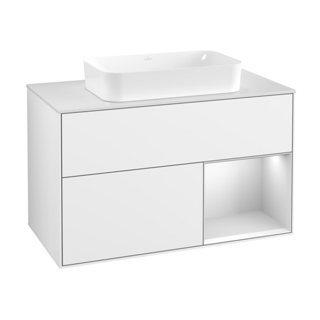 V&B Meuble sous lavabo Finion 100x60,3 cm, Rg r blanc mat Lac, blanc brillant Lac
