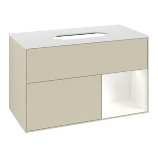 V&B Meuble sous lavabo Finion 100x60,3 cm, Rg r blanc mat laqué, si Gr mat laqué