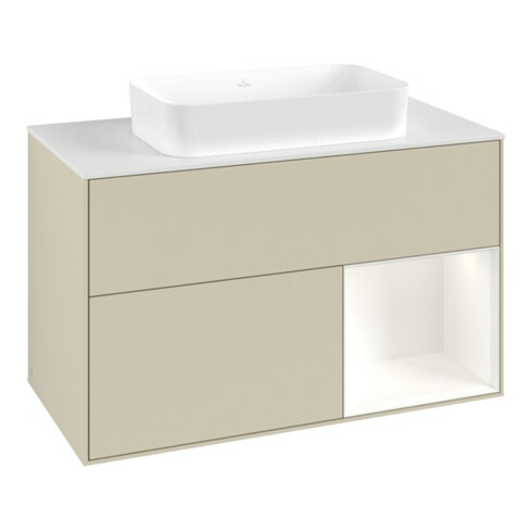 V&B Meuble sous lavabo Finion 100x60,3 cm, Rg r blanc mat laqué, si Gr mat laqué