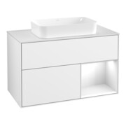 V&B Meuble sous lavabo Finion 100x60,3 cm, Rg r g blanc laqué, brillant blanc laqué