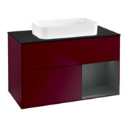 V&B Meuble sous lavabo Finion 100x60,3 cm, tiroir droit, blanc mat, laqué, poignée métal