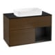 V&B Meuble sous lavabo Finion 100x60,3 cm, tiroir droit, bleu mat, noyer veneer-1