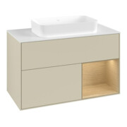 V&B Meuble sous lavabo Finion 100x60,3 cm, tiroir droit, gris mat laqué