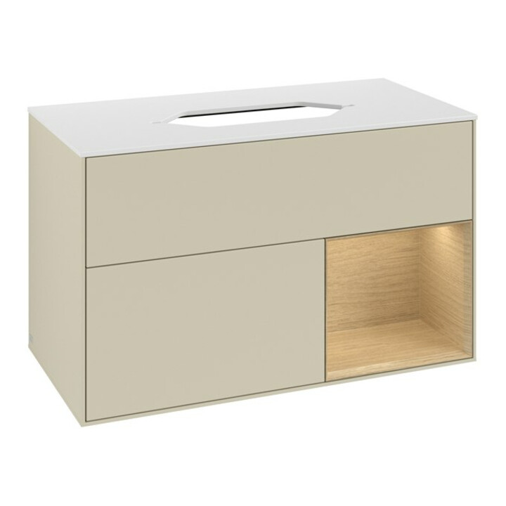 V&B Meuble sous lavabo Finion 100x60,3 cm, tiroir droit, gris mat laqué