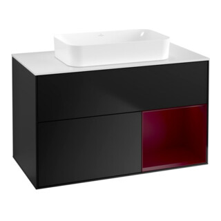 V&B Meuble sous lavabo Finion 100x60,3 cm, tiroir droit Peo, bleu mat laqué