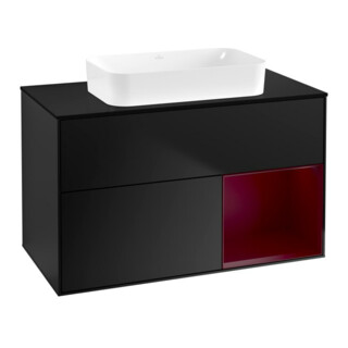 V&B Meuble sous lavabo Finion 100x60,3 cm, tiroir droit Peo, bleu mat laqué