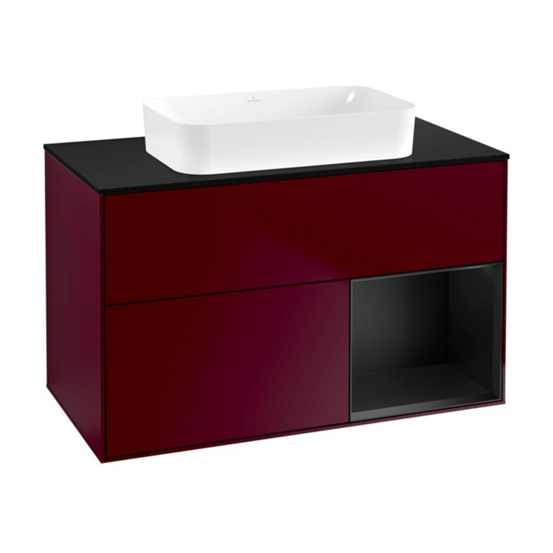 V&B Meuble sous lavabo Finion 100x60,3 cm, tiroir droite bleu mat Lac, Peo