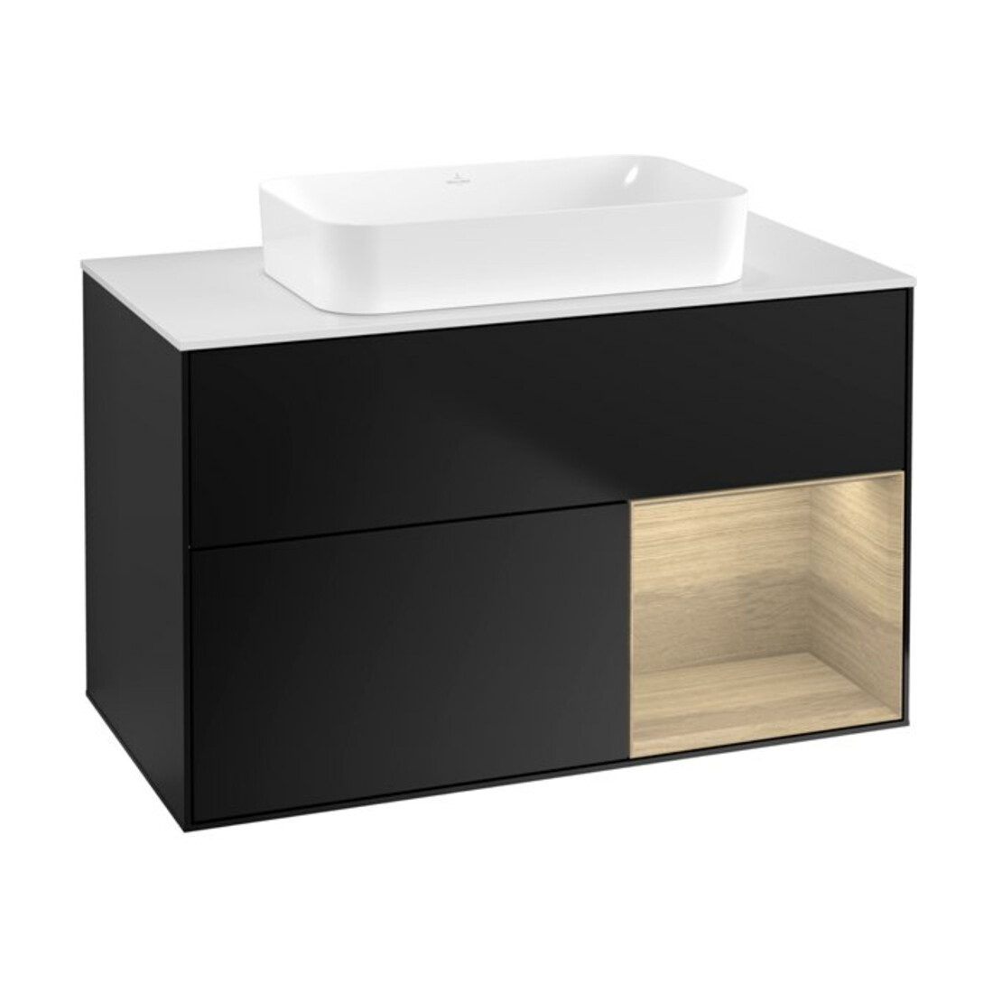 V&B Meuble sous lavabo Finion 100x60,3 cm, tiroir droite, bleu mat laqué