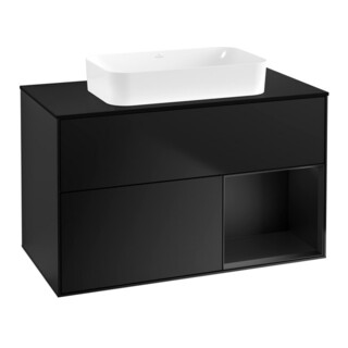V&B Meuble sous lavabo Finion 100x60,3 cm, tiroir droite bleu mat laqué