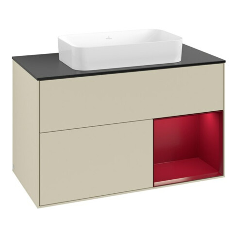 V&B Meuble sous lavabo Finion 100x60,3 cm, tiroir droite, gris mat laqué