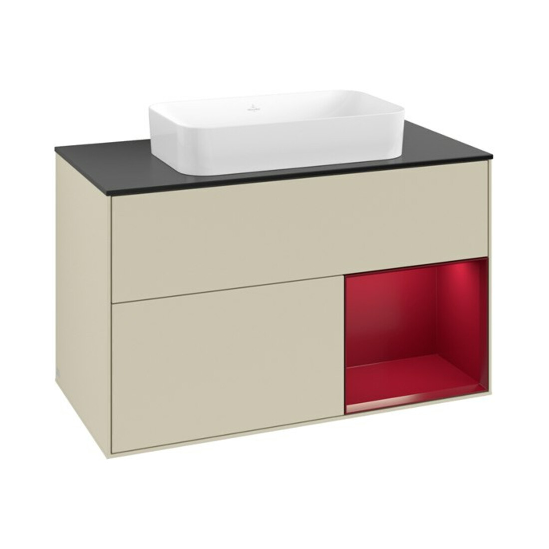 V&B Meuble sous lavabo Finion 100x60,3 cm, tiroir droite, gris mat laqué