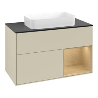 V&B Meuble sous lavabo Finion 100x60,3 cm, tiroir droite, gris mat laqué
