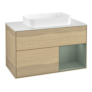 V&B Meuble sous lavabo Finion 100x60,3 cm, tiroir droite, huilé avec laque, Oa ven