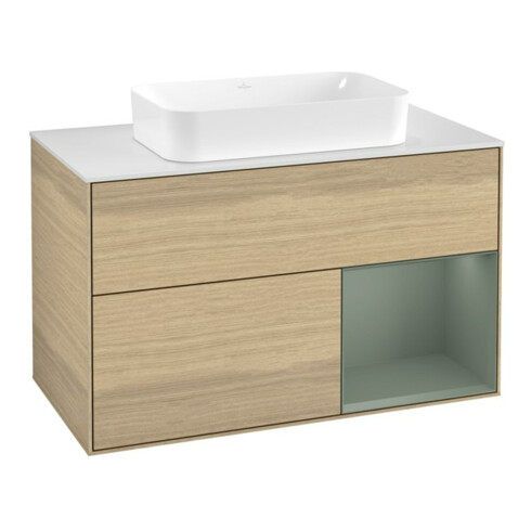 V&B Meuble sous lavabo Finion 100x60,3 cm, tiroir droite, huilé avec laque, Oa ven