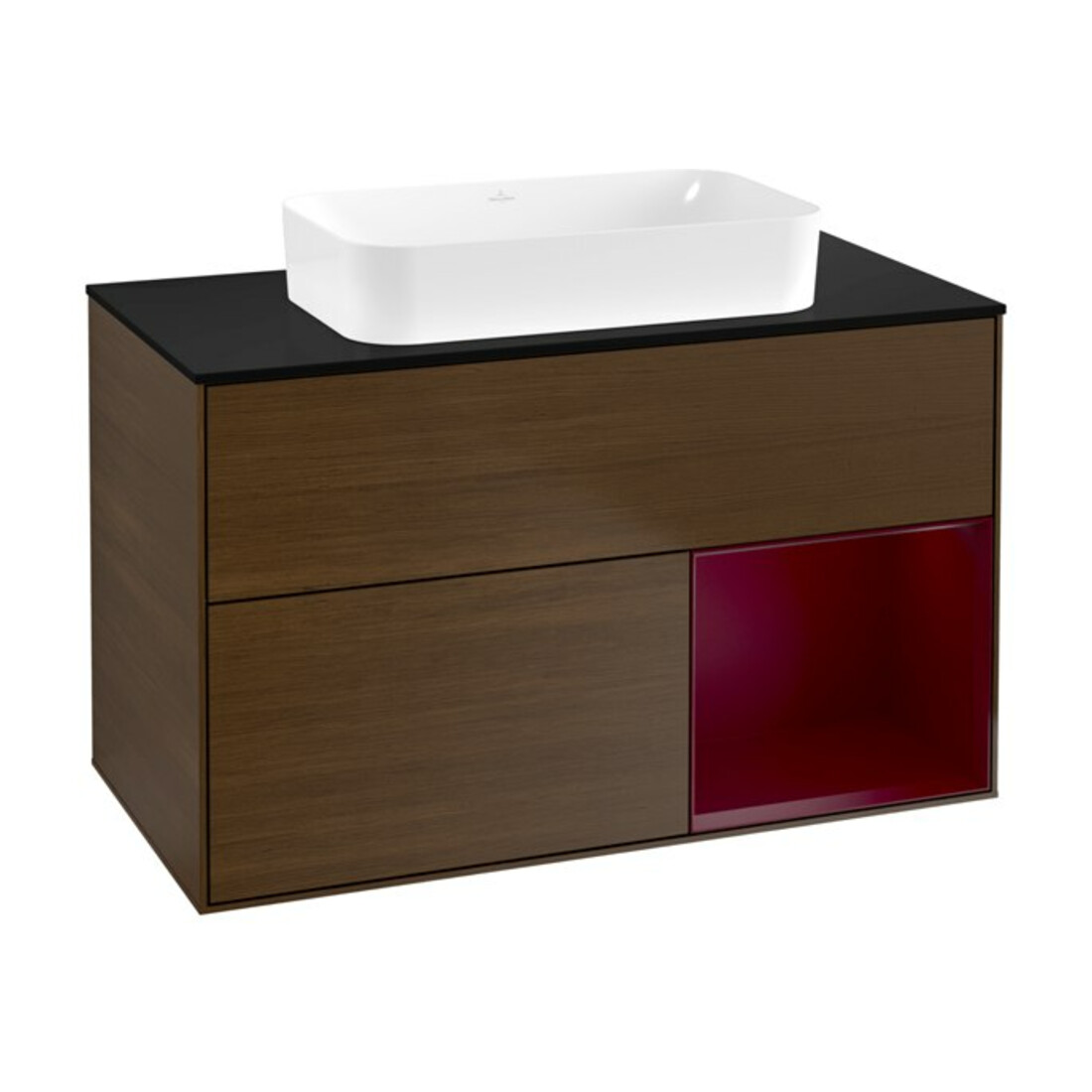 V&B Meuble sous lavabo Finion 100x60,3 cm, tiroir droite Peony, placage noyer