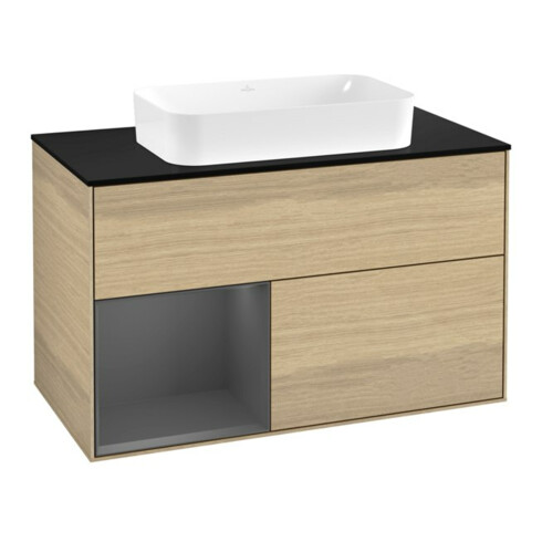 V&B Meuble sous lavabo Finion 100x60,3 cm, tiroir gauche Anthracite m, Oa ven