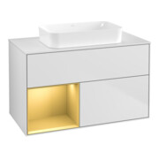 V&B Meuble sous lavabo Finion 100x60,3 cm, tiroir gauche, blanc laqué