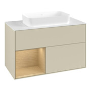 V&B Meuble sous-lavabo Finion 100x60,3 cm, tiroir gauche, gris mat laqué-3