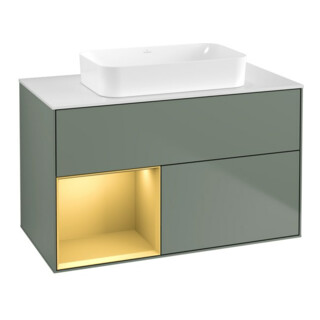 V&B Meuble sous lavabo Finion 100x60,3 cm, tiroir gauche, huilé, mat laqué