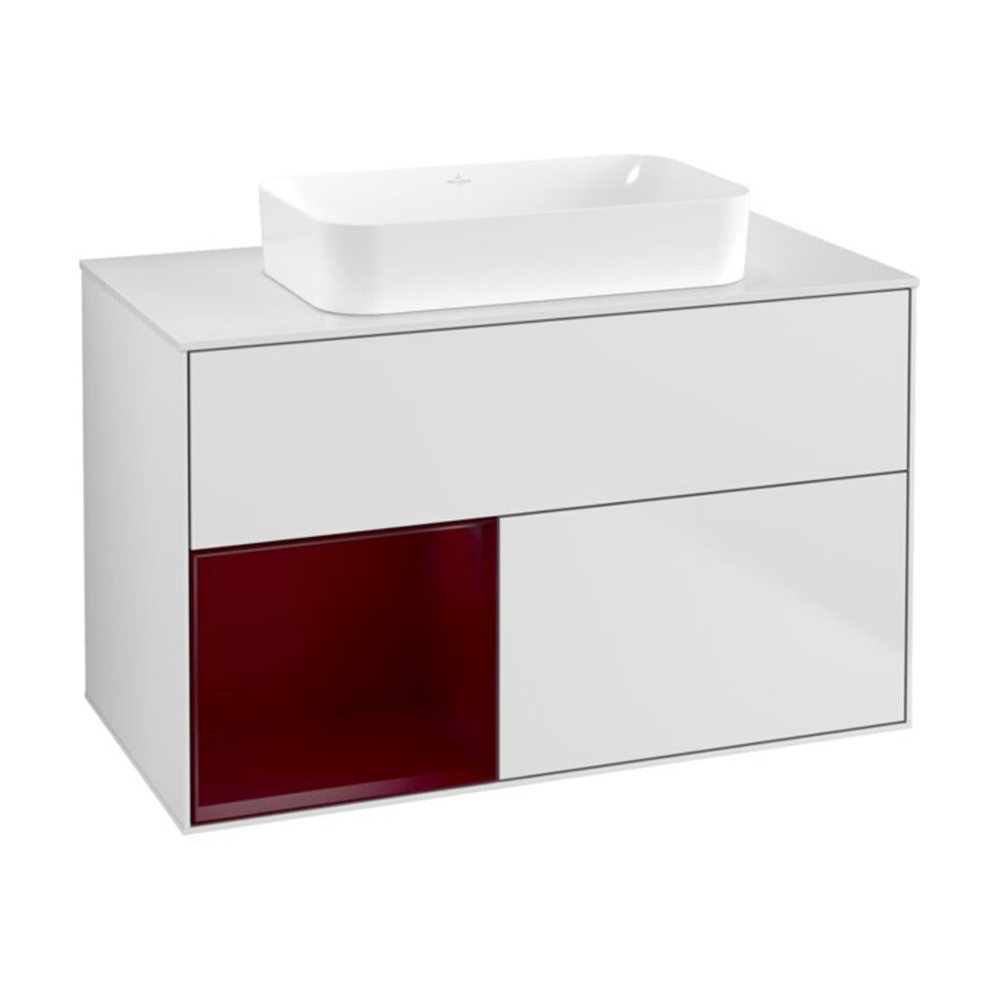 V&B Meuble sous lavabo Finion 100x60,3 cm, tiroir gauche Peo, blanc mat laqué