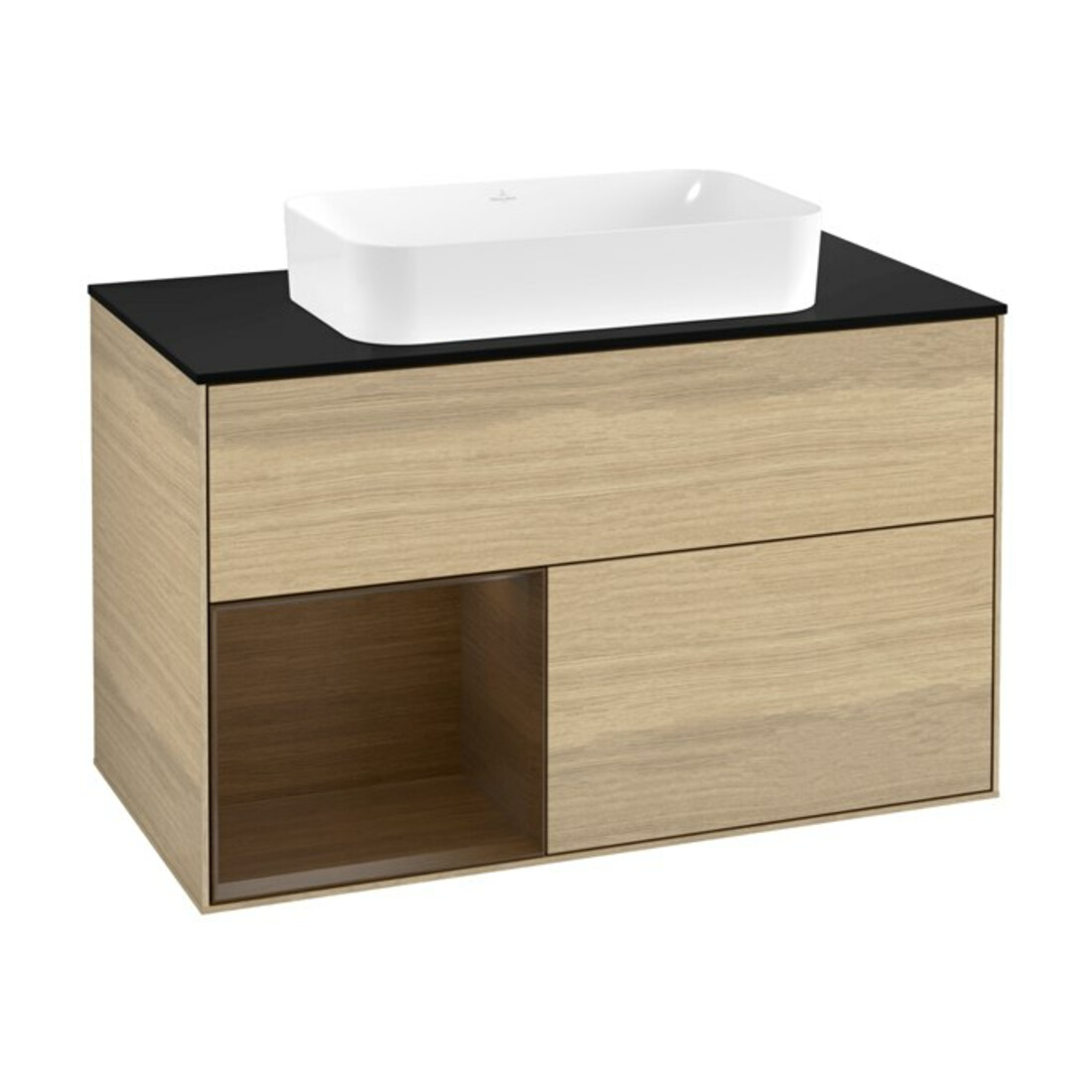 V&B Meuble sous lavabo Finion 100x60,3 cm, tiroir gauche, placage chêne