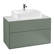 V&B Meuble sous lavabo Finion 100x60,3x50,1 cm, blanc mat, olivier mat laqué