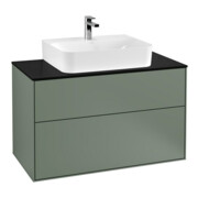 V&B Meuble sous lavabo Finion 100x60,3x50,1 cm, bleu mat, olive mat laqué