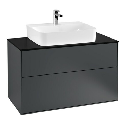 V&B Meuble sous lavabo Finion 100x60,3x50,1 cm, bleu pâle mat, bleu moyen mat Lac
