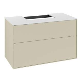 V&B Meuble sous lavabo Finion 100x60,3x50,1 cm, placage blanc mat, gris mat laqué