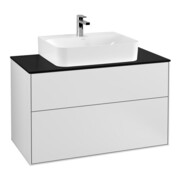 V&B Meuble sous lavabo Finion 100x60,3x50,1 cm, placage bleu, blanc mat Lac
