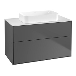 V&B Meuble sous lavabo Finion 100x60,3x50,1mm, blanc brillant, anthracite mat