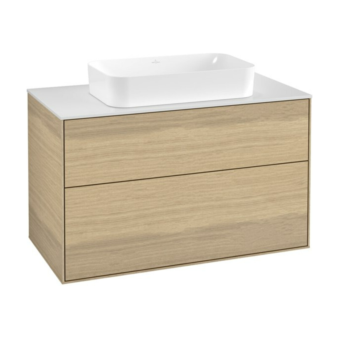 V&B Meuble sous-lavabo Finion 100x60,3x50,1mm, Blanc brillant, Placage chêne