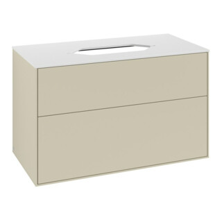 V&B Meuble sous lavabo Finion 100x60,3x50,1mm, blanc brillant, poignée grise mate