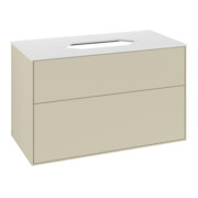 V&B Meuble sous lavabo Finion 100x60,3x50,1mm, blanc brillant, poignée grise mate