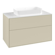 V&B Meuble sous lavabo Finion 100x60,3x50,1mm, blanc brillant, poignée grise mate-3