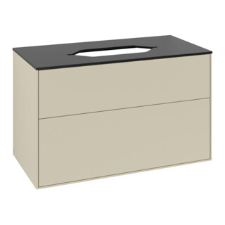 V&B Meuble sous-lavabo Finion 100x60,3x50,1mm, bleu brillant, poignée gris mat Lac