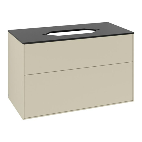 V&B Meuble sous-lavabo Finion 100x60,3x50,1mm, bleu brillant, poignée gris mat Lac