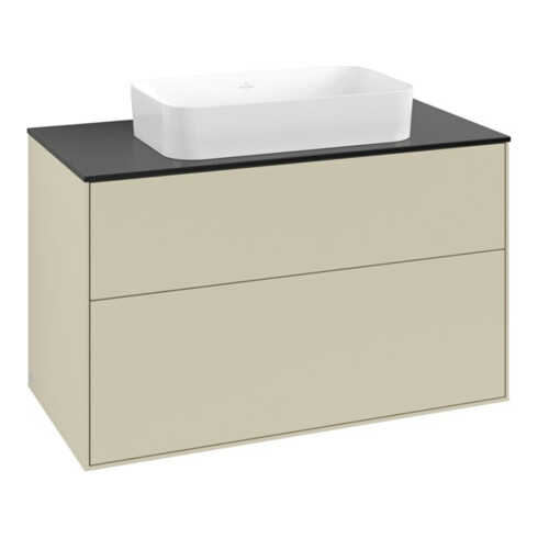 V&B Meuble sous-lavabo Finion 100x60,3x50,1mm, bleu brillant, poignée gris mat Lac