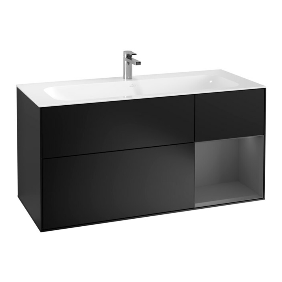 V&B Meuble sous lavabo Finion 119,6x59,1 cm, anthracite mat, bleu mat laqué