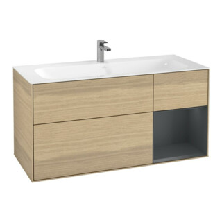 V&B Meuble sous lavabo Finion 119,6x59,1 cm, droite, bleu mat, laqué, ven.