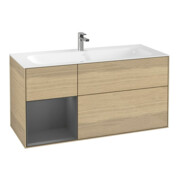 V&B Meuble sous lavabo Finion 119,6x59,1 cm, éclairage mural, anthracite, rég. gauche, Oa ven