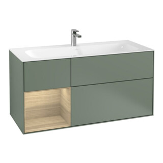 V&B Meuble sous-lavabo Finion 119,6x59,1 cm, étagère gauche, finition huile avec laque