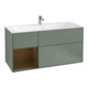 V&B Meuble sous lavabo Finion 119,6x59,1 cm, étagère gauche, olivier mat laqué-1