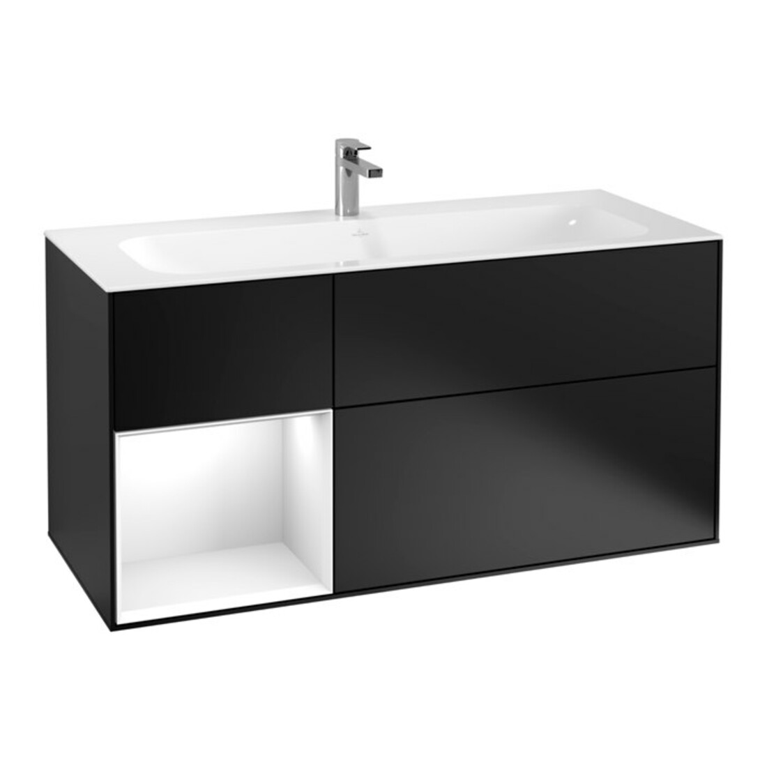 V&B Meuble sous lavabo Finion 119,6x59,1 cm, laqué blanc, bleu mat