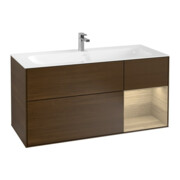 V&B Meuble sous lavabo Finion 119,6x59,1 cm, placard droite, placage noyer-1