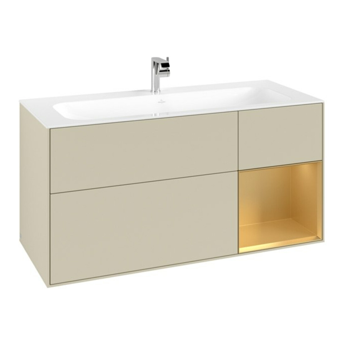 V&B Meuble sous lavabo Finion 119,6x59,1 cm, porte droite, gris mat Lac