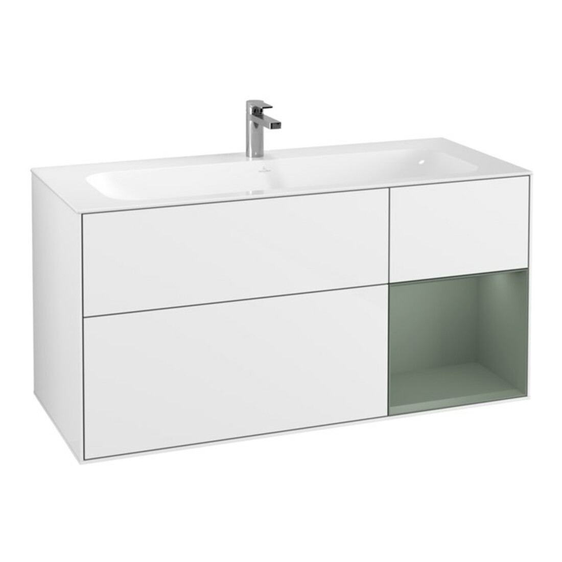 V&B Meuble sous lavabo Finion 119,6x59,1 cm, Rg r Ol m Lac, blanc brillant Lac