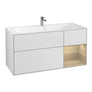 V&B Meuble sous lavabo Finion 119,6x59,1 cm, tiroir droit, blanc mat Lac